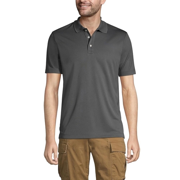 Lands' End Preppy Polo Men's Charcoal Casual Short Sleeve Shirt - Picture 1 of 5